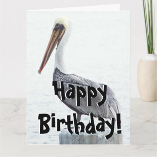 Brown Pelican Bird Wildlife Birthday Greeting Card