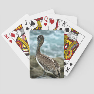 Brown Pelican by the Ocean Playing Cards