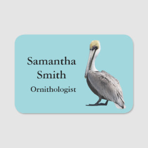 Brown Pelican Design Name Tag