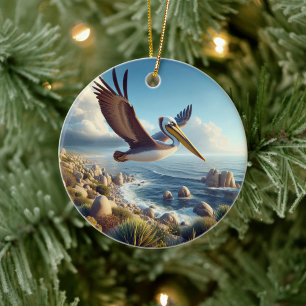 Brown Pelican Keepsake Ceramic Ornament