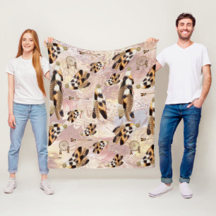 Brown Pelican or Hawk feathers Fleece Blanket