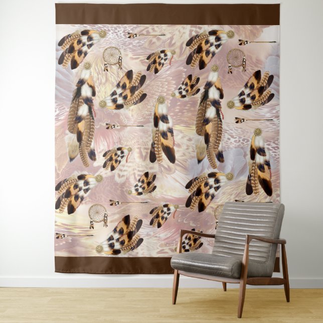 Brown Pelican or Hawk feathers Tapestry (In Situ)