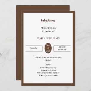 Brown Personalised Baby Shower Invitation