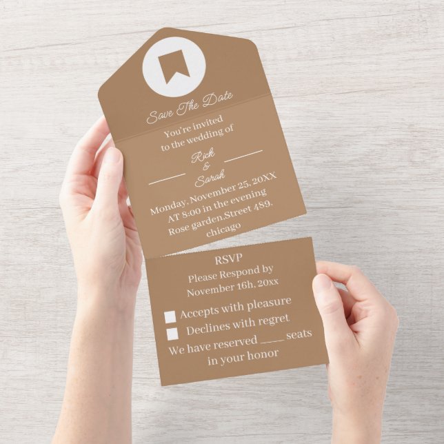 Brown Personalized Save The Date All In One Invitation (Tearaway)