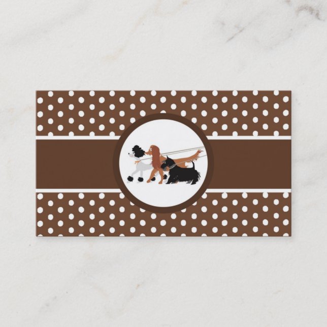 Brown Pet Sitting Dog Walking Walker Business Card (Front)