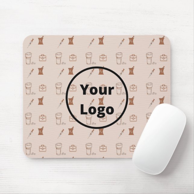 Brown pharmacy business pattern mouse pad (With Mouse)