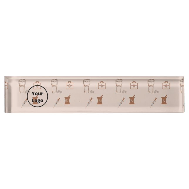 Brown pharmacy business pattern nameplate (Front)