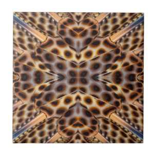 Brown pheasant feather kaleidoscope ceramic tile