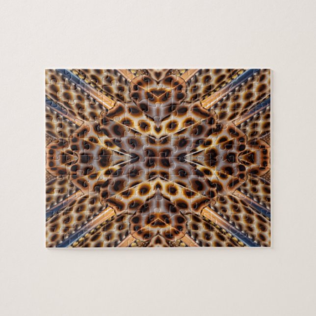Brown pheasant feather kaleidoscope jigsaw puzzle (Horizontal)