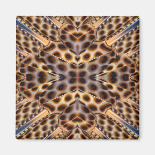 Brown pheasant feather kaleidoscope magnet