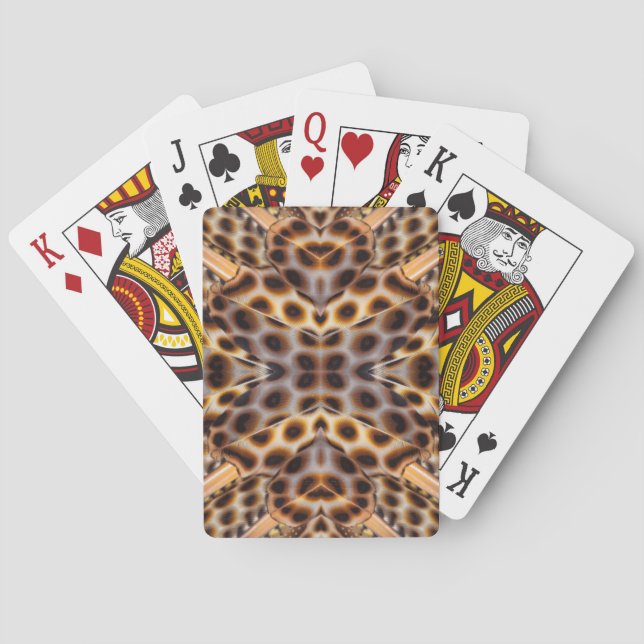 Brown pheasant feather kaleidoscope playing cards (Back)