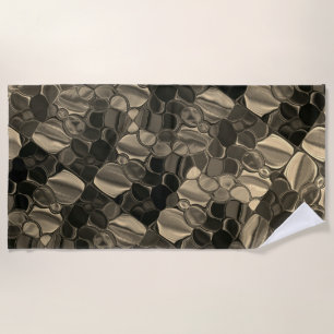 Brown pieces, circles and rounded off shapes beach towel