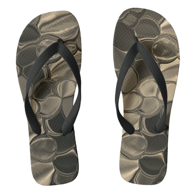 Brown pieces, circles and rounded off shapes thongs (Footbed)