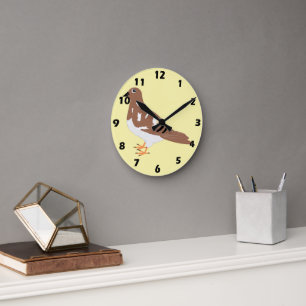 Brown Pigeon Design Round Clock
