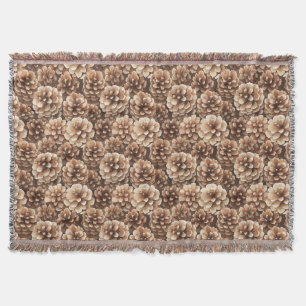 Brown Pine Cones Nature Birthday Throw Blanket