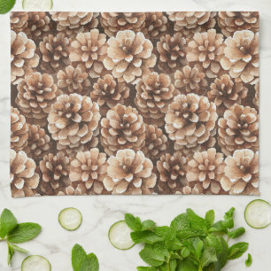 Brown Pine Cones Nature Tea Towel