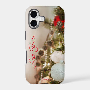 Brown pinecone- white bauble Christmas IPhone case
