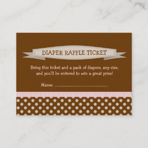 Brown PInk Baby Shower Diaper Raffle Ticket Insert