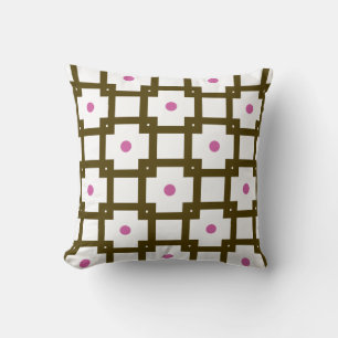 Brown & Pink Chequered-Dots Cushion