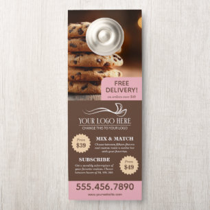 Brown Pink Cookie Bakery Business Marketing Door Hanger