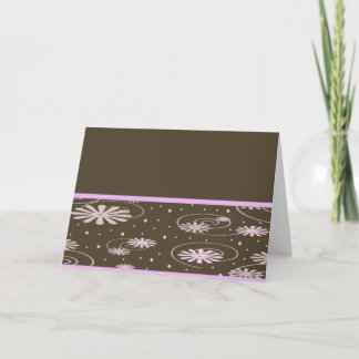brown pink flowers and dots card