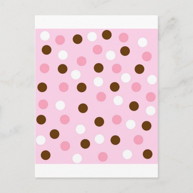 Brown & Pink Polka Dots Postcard (Front)