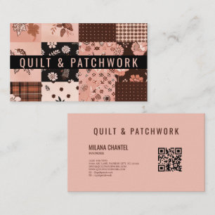 Brown Pink Quilt Patchwork Handmade Clothing Business Card