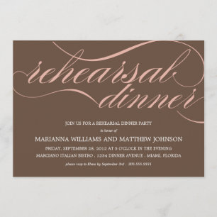 BROWN & PINK REHEARSAL   PARTY INVITATION