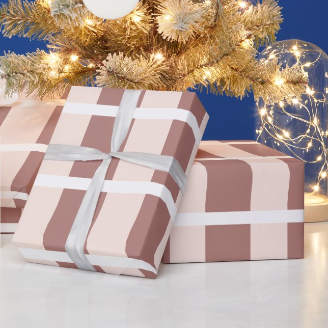 Brown Pink Stripes Pattern Wrapping Paper (Holidays)
