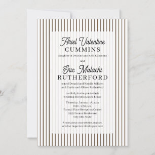Brown Pinstripe Rustic Groom's Parents Remarried Invitation