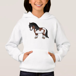 Brown Pinto Shetland Pony Cartoon Illustration