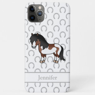 Brown Pinto Shetland Pony Cartoon Illustration iPhone 11 Pro Max Case