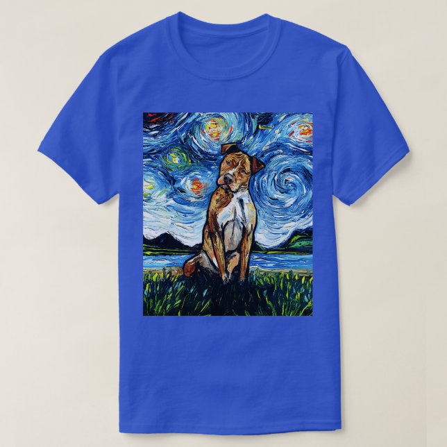 Brown Pitbull Night T-Shirt (Design Front)