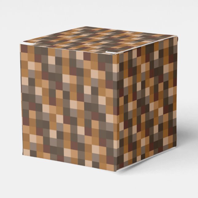 Brown Pixels Pattern Favour Box (Front Side)