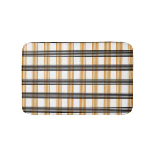 Brown Plaid Check Pattern Bath Mat