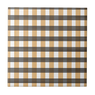 Brown Plaid Check Pattern Ceramic Tile