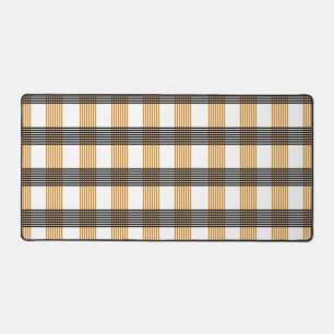 Brown Plaid Check Pattern Desk Mat