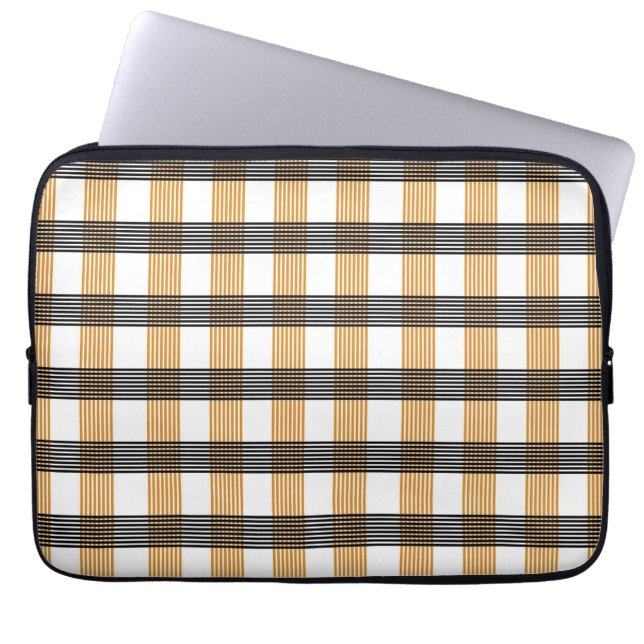 Brown Plaid Check Pattern Laptop Sleeve (Front)