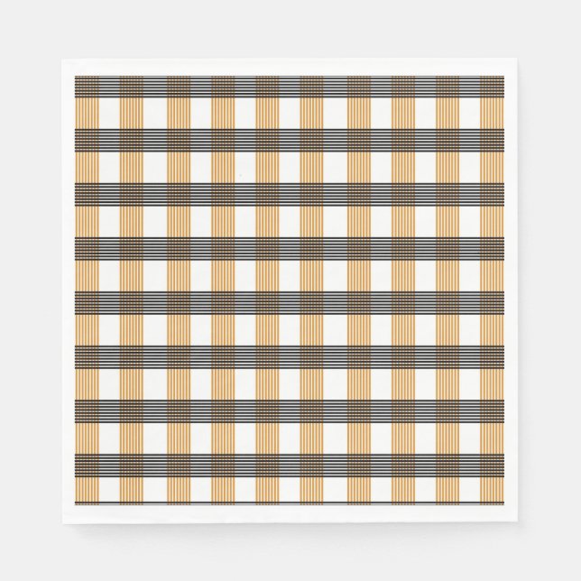 Brown Plaid Check Pattern Napkin (Front)