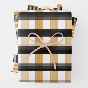Brown Plaid Check Pattern Wrapping Paper Sheet