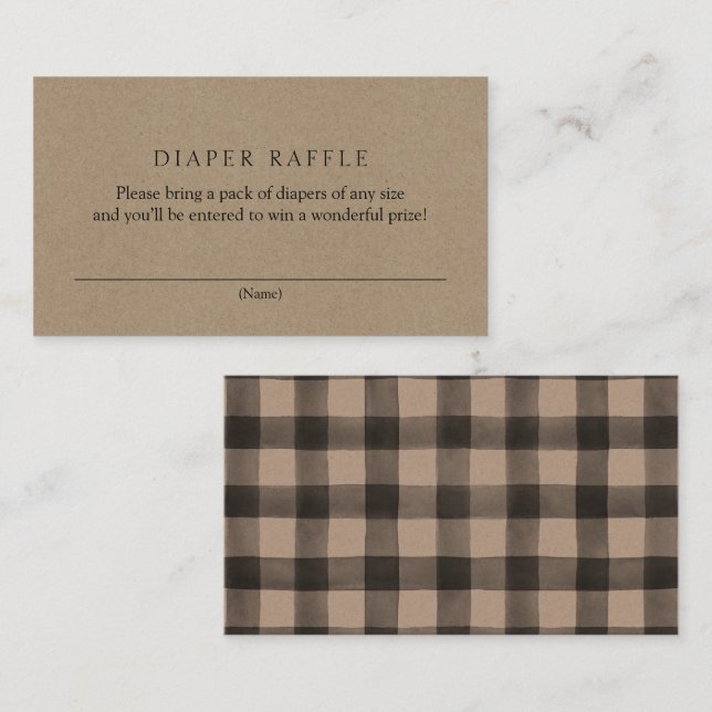 Brown Plaid Diaper Raffle Enclosure Card (Front/Back)