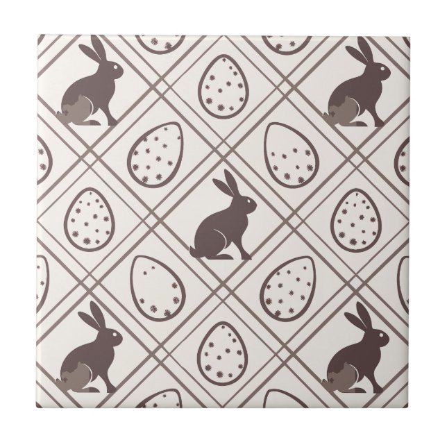 Brown Plaid Easter   Ceramic Tile (Front)