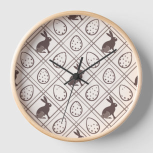 Brown Plaid Easter Clock