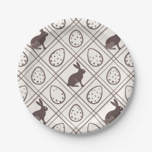 Brown Plaid Easter   Paper Plate