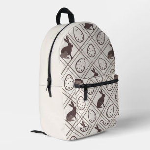 Brown Plaid Easter Printed Backpack