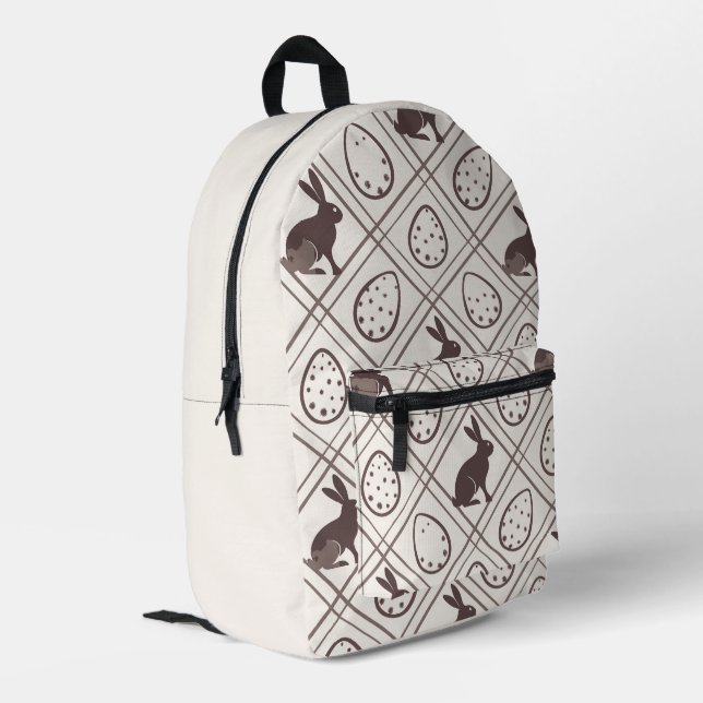 Brown Plaid Easter   Printed Backpack (Back Corner Left)