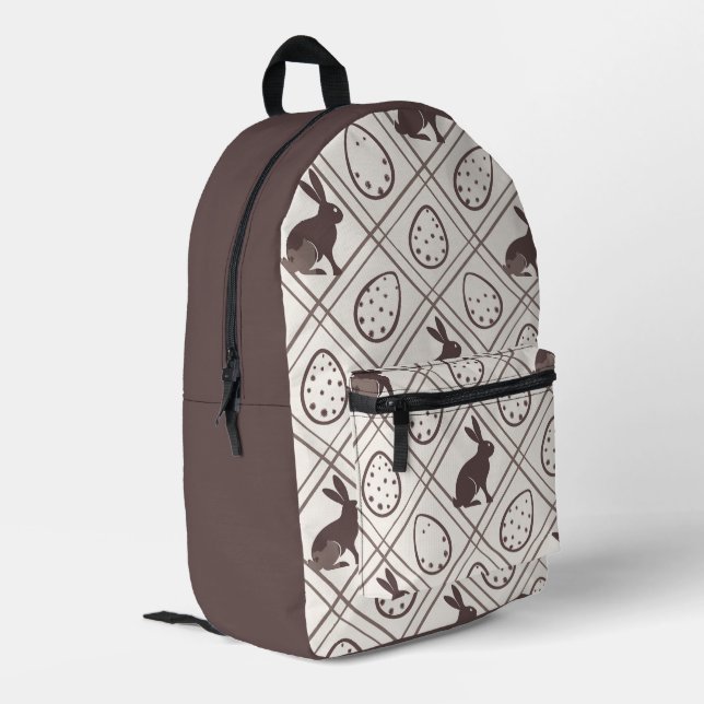 Brown Plaid Easter   Printed Backpack (Back Corner Left)