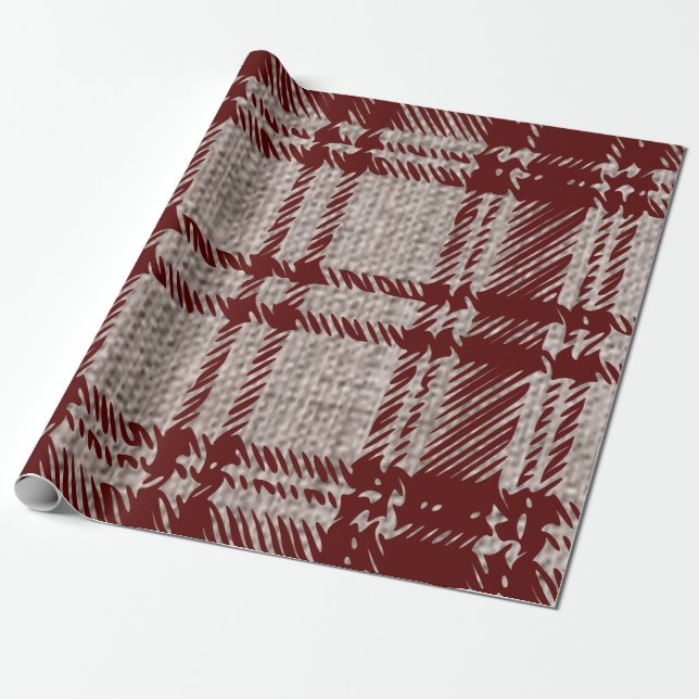 Brown Plaid Gift Wrapping Paper (Unrolled)