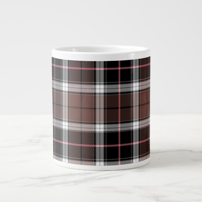 Brown Plaid Large Coffee Mug (Front)