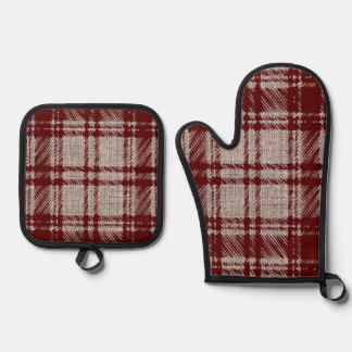 Brown Plaid  Oven Mitt & Pot Holder Set